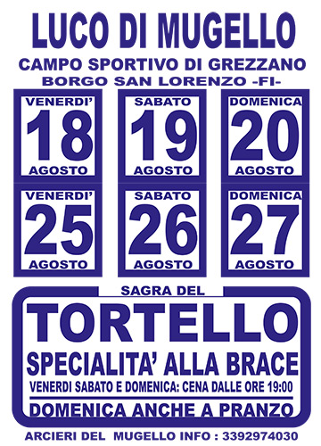 Poster of the Sagra del Tortello degli Arcieri del Mugello in Luco Mugello, 2017 edition