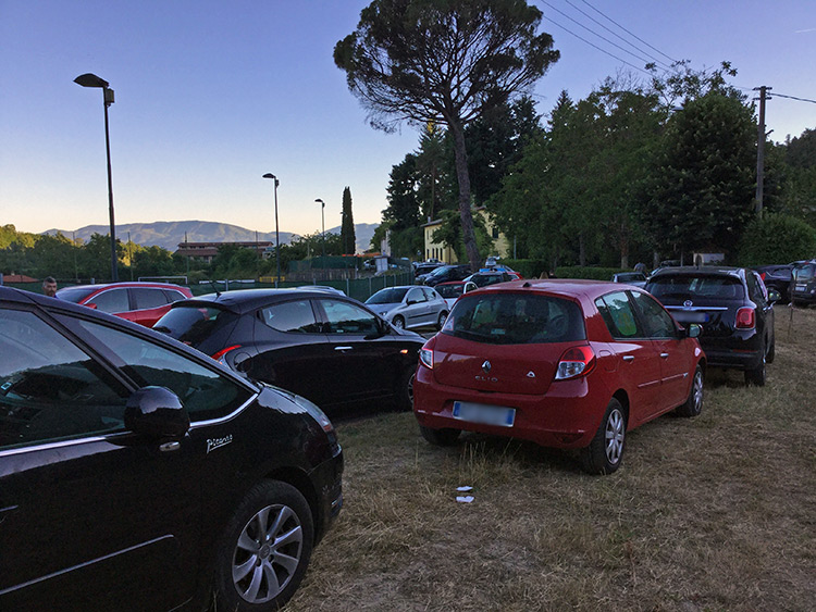 Parking in front a the sagra in Luco di Mugello